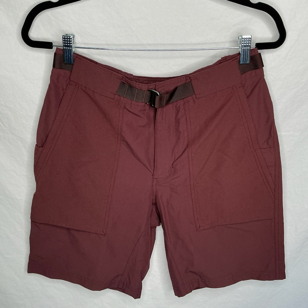 REI Co-op Men's Hiking Shorts 32 Burgundy Nylon Outdoor Built-In Belt Gorpcore